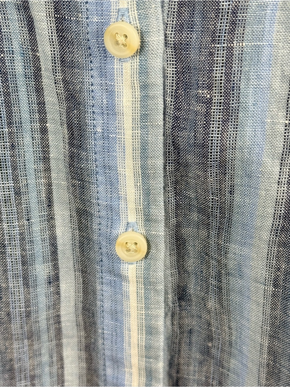 Lands’ End 100% Linen Tunic Shirt Blue Striped Oversized Beachy Coastal Size L - Picture 5 of 10